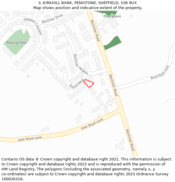 3, KIRKHILL BANK, PENISTONE, SHEFFIELD, S36 9UX: Location map and indicative extent of plot