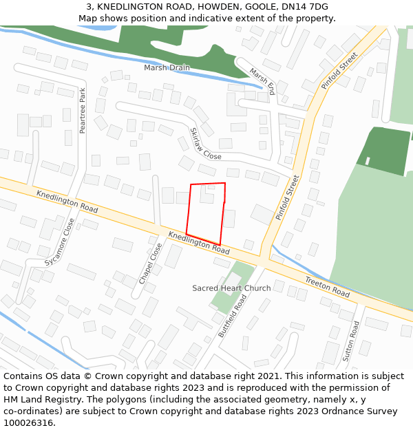 3, KNEDLINGTON ROAD, HOWDEN, GOOLE, DN14 7DG: Location map and indicative extent of plot