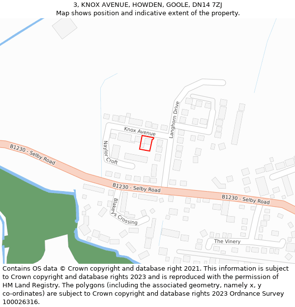 3, KNOX AVENUE, HOWDEN, GOOLE, DN14 7ZJ: Location map and indicative extent of plot