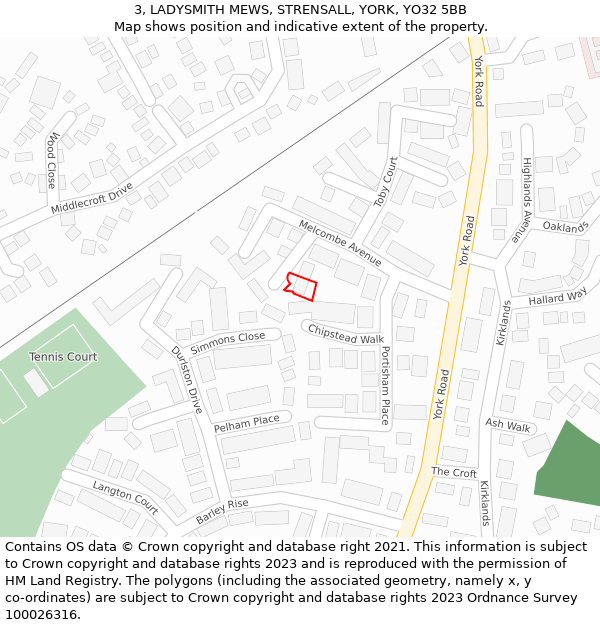 3, LADYSMITH MEWS, STRENSALL, YORK, YO32 5BB: Location map and indicative extent of plot