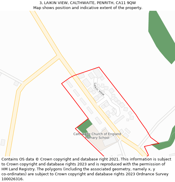 3, LAIKIN VIEW, CALTHWAITE, PENRITH, CA11 9QW: Location map and indicative extent of plot