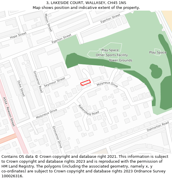 3, LAKESIDE COURT, WALLASEY, CH45 1NS: Location map and indicative extent of plot