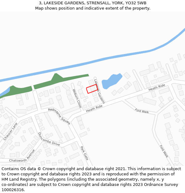 3, LAKESIDE GARDENS, STRENSALL, YORK, YO32 5WB: Location map and indicative extent of plot