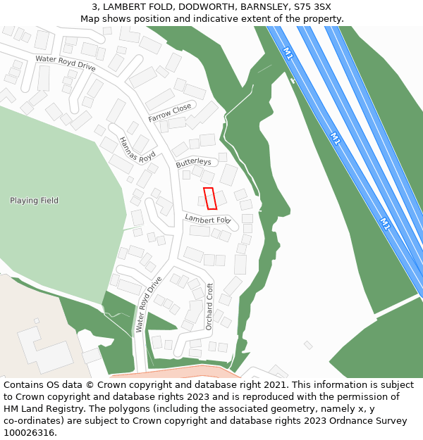 3, LAMBERT FOLD, DODWORTH, BARNSLEY, S75 3SX: Location map and indicative extent of plot