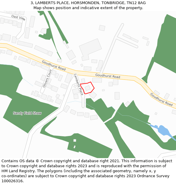 3, LAMBERTS PLACE, HORSMONDEN, TONBRIDGE, TN12 8AG: Location map and indicative extent of plot