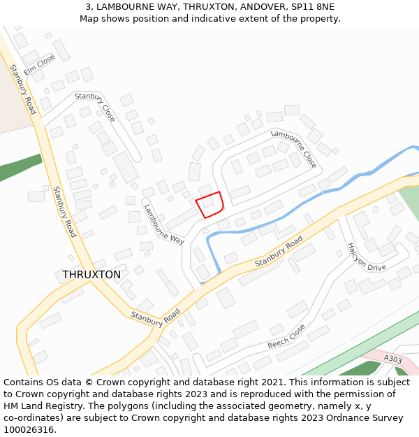 3, LAMBOURNE WAY, THRUXTON, ANDOVER, SP11 8NE: Location map and indicative extent of plot