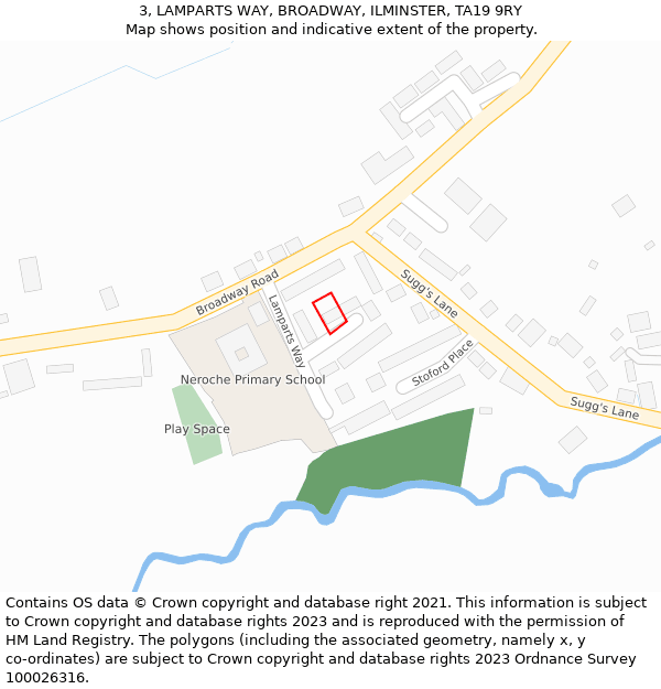 3, LAMPARTS WAY, BROADWAY, ILMINSTER, TA19 9RY: Location map and indicative extent of plot