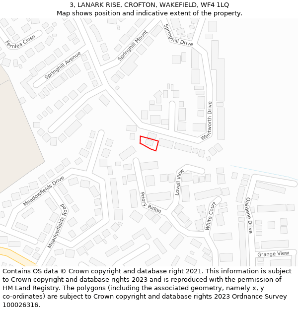 3, LANARK RISE, CROFTON, WAKEFIELD, WF4 1LQ: Location map and indicative extent of plot