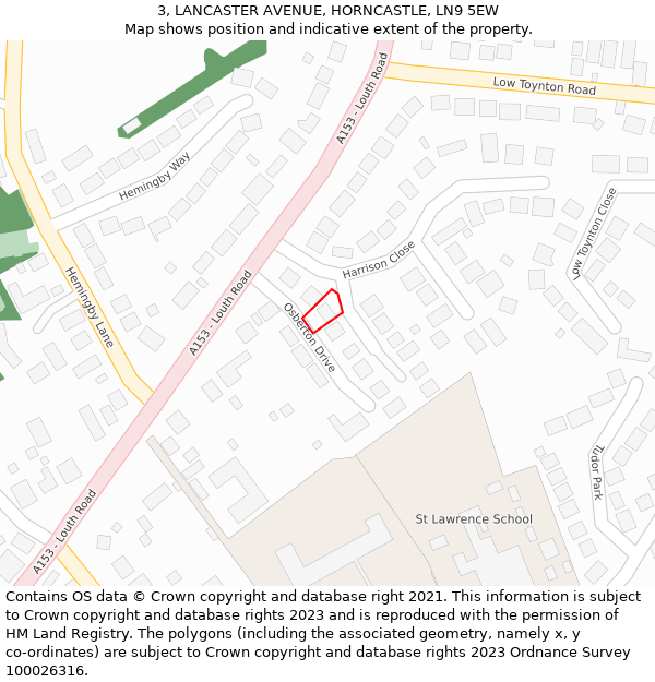 3, LANCASTER AVENUE, HORNCASTLE, LN9 5EW: Location map and indicative extent of plot