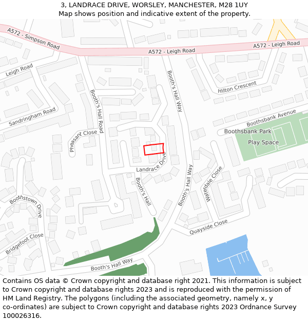 3, LANDRACE DRIVE, WORSLEY, MANCHESTER, M28 1UY: Location map and indicative extent of plot