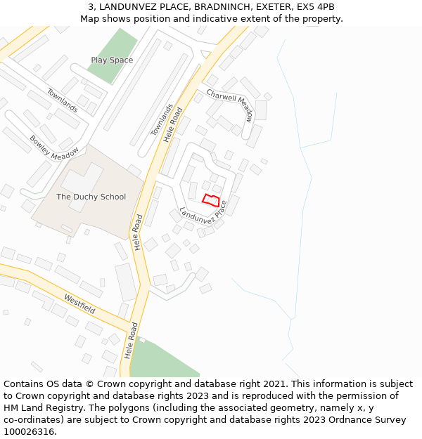 3, LANDUNVEZ PLACE, BRADNINCH, EXETER, EX5 4PB: Location map and indicative extent of plot