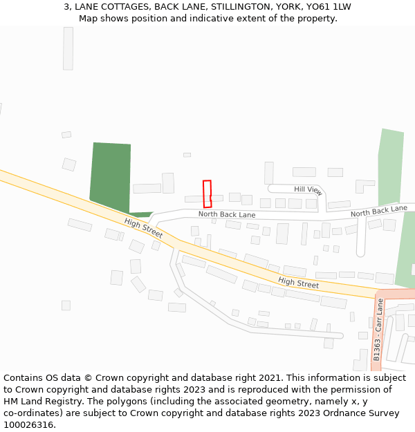 3, LANE COTTAGES, BACK LANE, STILLINGTON, YORK, YO61 1LW: Location map and indicative extent of plot