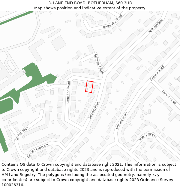 3, LANE END ROAD, ROTHERHAM, S60 3HR: Location map and indicative extent of plot