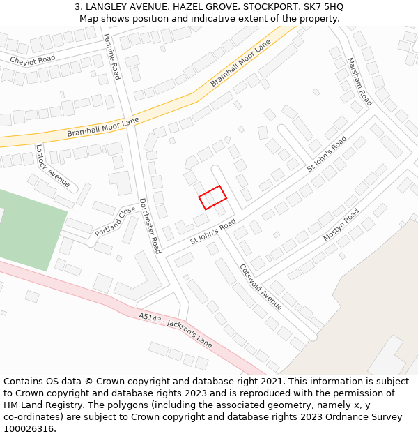 3, LANGLEY AVENUE, HAZEL GROVE, STOCKPORT, SK7 5HQ: Location map and indicative extent of plot