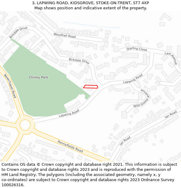 3, LAPWING ROAD, KIDSGROVE, STOKE-ON-TRENT, ST7 4XP: Location map and indicative extent of plot