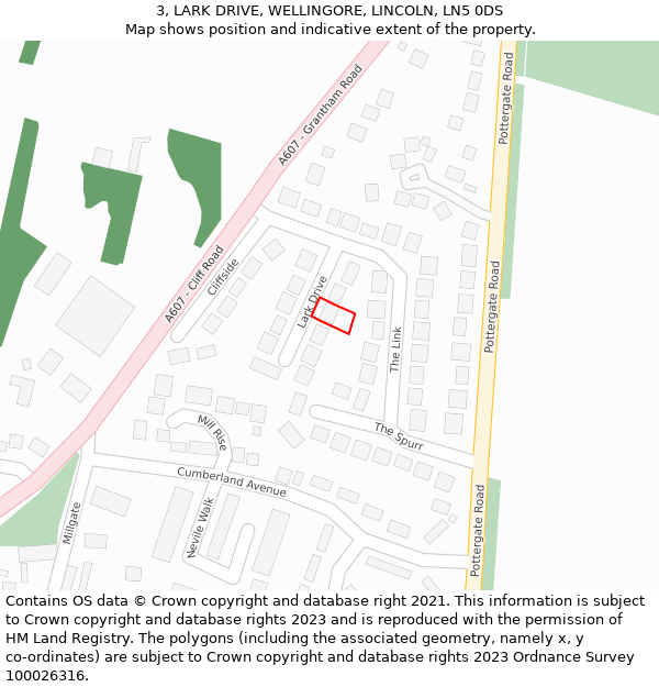 3, LARK DRIVE, WELLINGORE, LINCOLN, LN5 0DS: Location map and indicative extent of plot