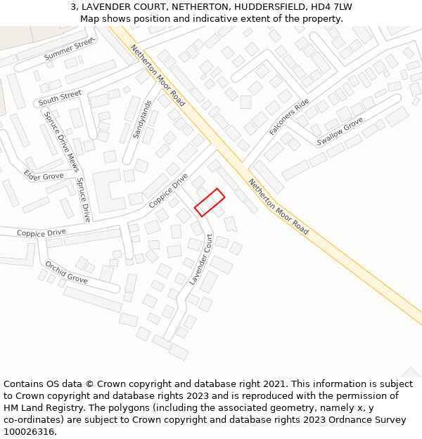 3, LAVENDER COURT, NETHERTON, HUDDERSFIELD, HD4 7LW: Location map and indicative extent of plot