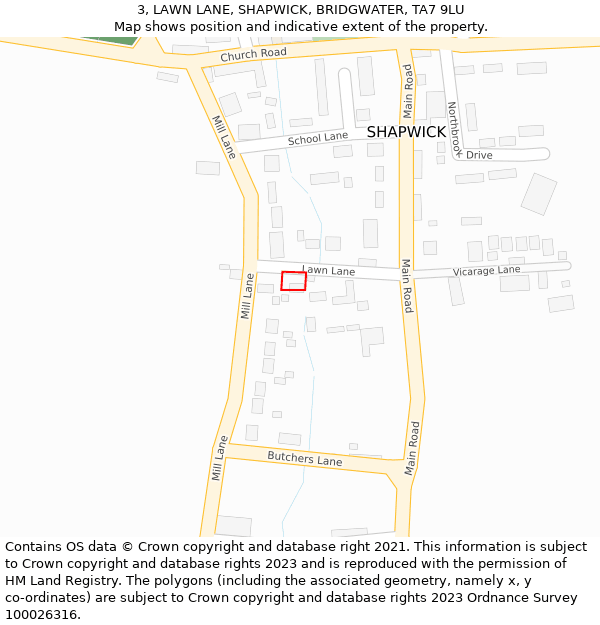 3, LAWN LANE, SHAPWICK, BRIDGWATER, TA7 9LU: Location map and indicative extent of plot