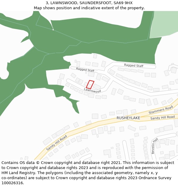 3, LAWNSWOOD, SAUNDERSFOOT, SA69 9HX: Location map and indicative extent of plot