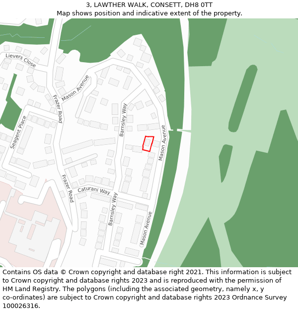 3, LAWTHER WALK, CONSETT, DH8 0TT: Location map and indicative extent of plot