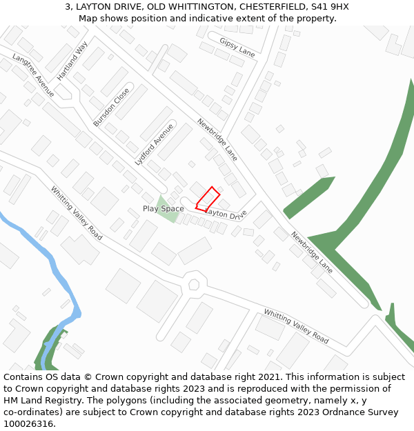 3, LAYTON DRIVE, OLD WHITTINGTON, CHESTERFIELD, S41 9HX: Location map and indicative extent of plot