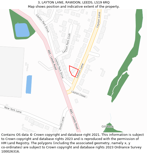 3, LAYTON LANE, RAWDON, LEEDS, LS19 6RQ: Location map and indicative extent of plot