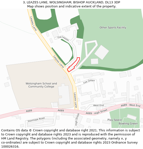 3, LEAZES LANE, WOLSINGHAM, BISHOP AUCKLAND, DL13 3DP: Location map and indicative extent of plot
