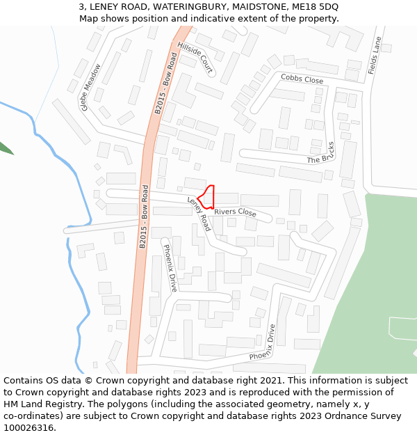 3, LENEY ROAD, WATERINGBURY, MAIDSTONE, ME18 5DQ: Location map and indicative extent of plot