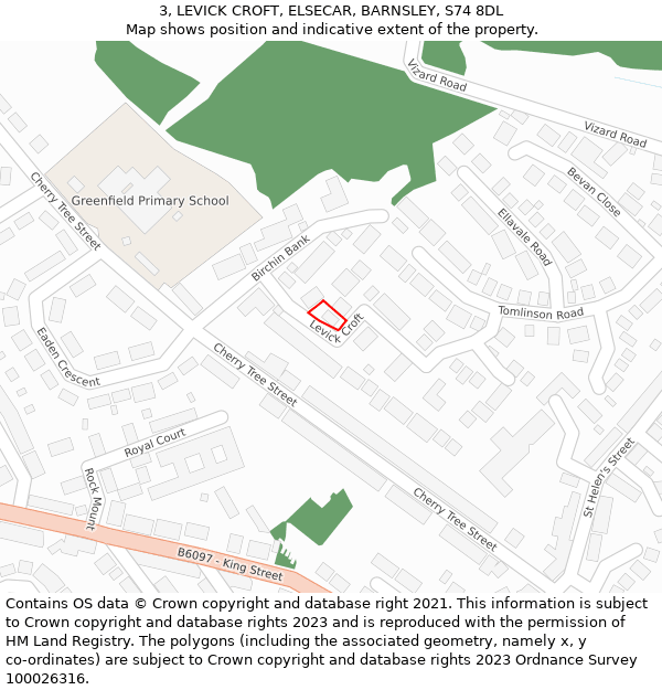 3, LEVICK CROFT, ELSECAR, BARNSLEY, S74 8DL: Location map and indicative extent of plot