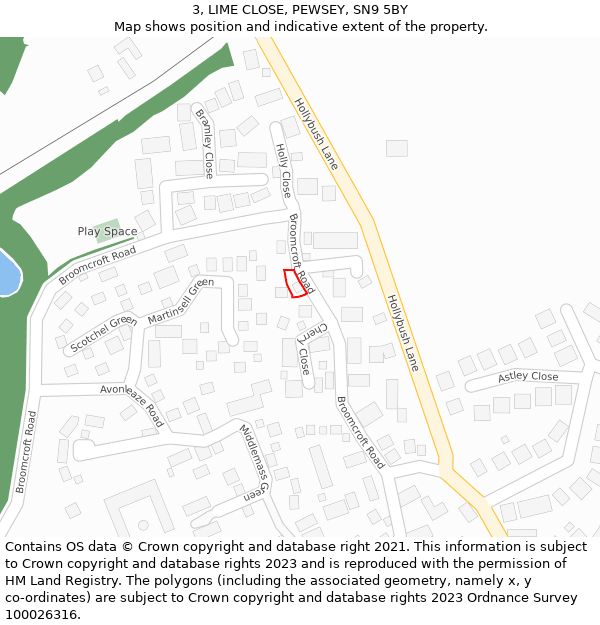 3, LIME CLOSE, PEWSEY, SN9 5BY: Location map and indicative extent of plot