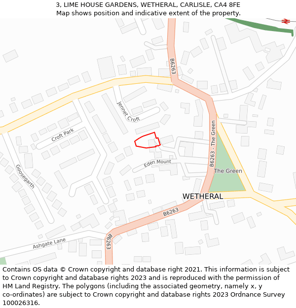 3, LIME HOUSE GARDENS, WETHERAL, CARLISLE, CA4 8FE: Location map and indicative extent of plot