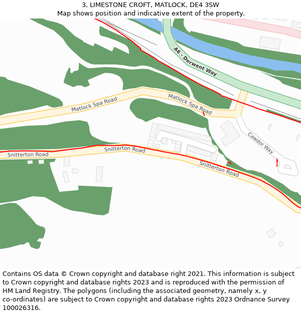 3, LIMESTONE CROFT, MATLOCK, DE4 3SW: Location map and indicative extent of plot