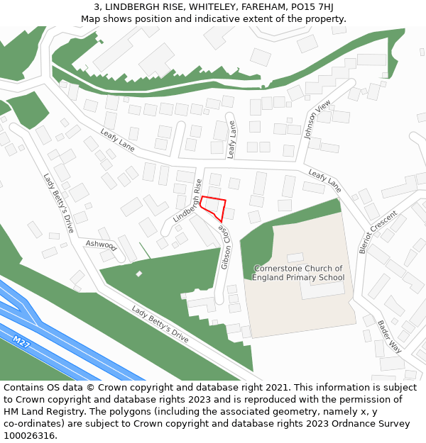 3, LINDBERGH RISE, WHITELEY, FAREHAM, PO15 7HJ: Location map and indicative extent of plot