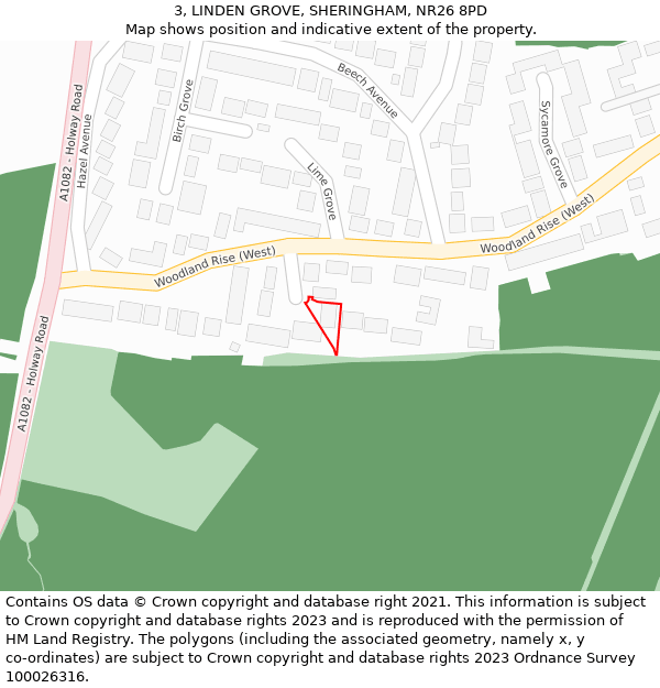 3, LINDEN GROVE, SHERINGHAM, NR26 8PD: Location map and indicative extent of plot