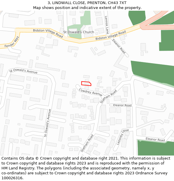 3, LINDWALL CLOSE, PRENTON, CH43 7XT: Location map and indicative extent of plot