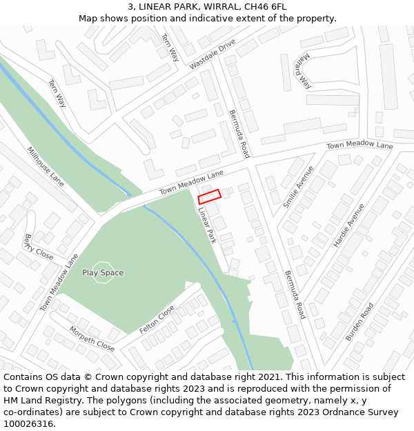 3, LINEAR PARK, WIRRAL, CH46 6FL: Location map and indicative extent of plot