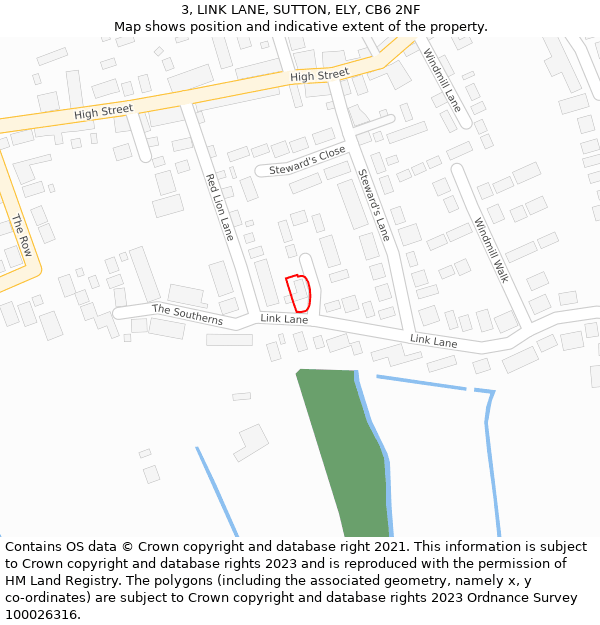 3, LINK LANE, SUTTON, ELY, CB6 2NF: Location map and indicative extent of plot