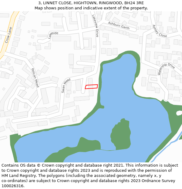 3, LINNET CLOSE, HIGHTOWN, RINGWOOD, BH24 3RE: Location map and indicative extent of plot