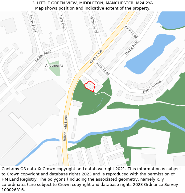 3, LITTLE GREEN VIEW, MIDDLETON, MANCHESTER, M24 2YA: Location map and indicative extent of plot