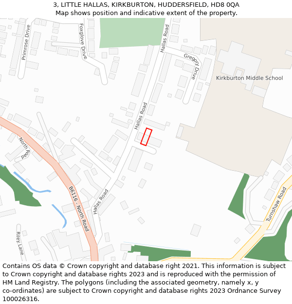 3, LITTLE HALLAS, KIRKBURTON, HUDDERSFIELD, HD8 0QA: Location map and indicative extent of plot