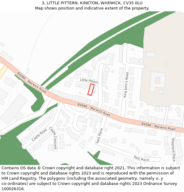 3, LITTLE PITTERN, KINETON, WARWICK, CV35 0LU: Location map and indicative extent of plot