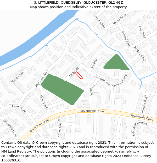 3, LITTLEFIELD, QUEDGELEY, GLOUCESTER, GL2 4GZ: Location map and indicative extent of plot