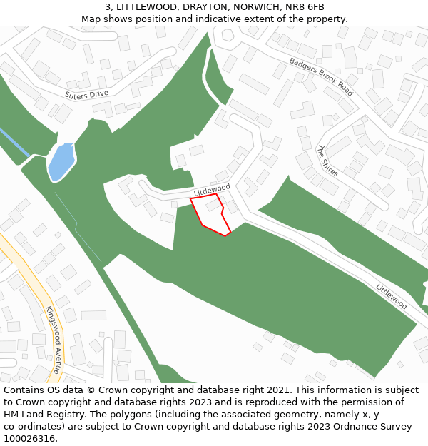 3, LITTLEWOOD, DRAYTON, NORWICH, NR8 6FB: Location map and indicative extent of plot