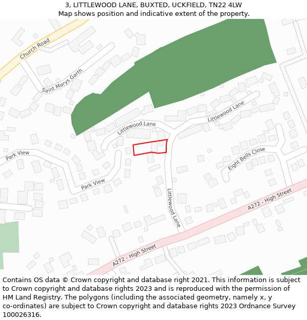 3, LITTLEWOOD LANE, BUXTED, UCKFIELD, TN22 4LW: Location map and indicative extent of plot