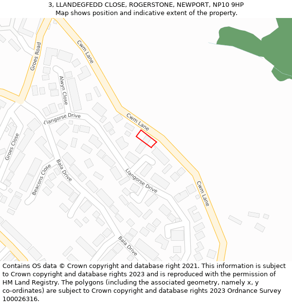 3, LLANDEGFEDD CLOSE, ROGERSTONE, NEWPORT, NP10 9HP: Location map and indicative extent of plot