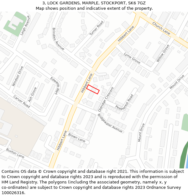 3, LOCK GARDENS, MARPLE, STOCKPORT, SK6 7GZ: Location map and indicative extent of plot