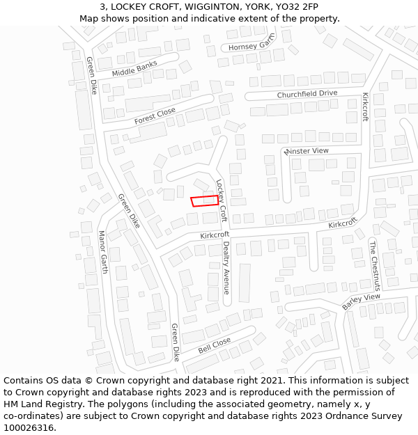 3, LOCKEY CROFT, WIGGINTON, YORK, YO32 2FP: Location map and indicative extent of plot