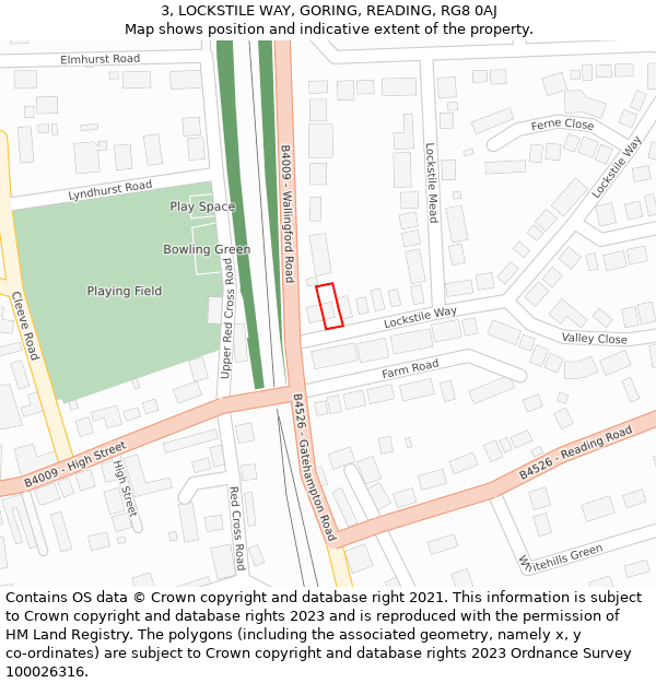 3, LOCKSTILE WAY, GORING, READING, RG8 0AJ: Location map and indicative extent of plot