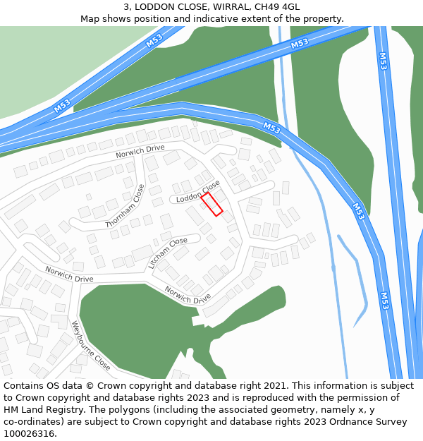 3, LODDON CLOSE, WIRRAL, CH49 4GL: Location map and indicative extent of plot