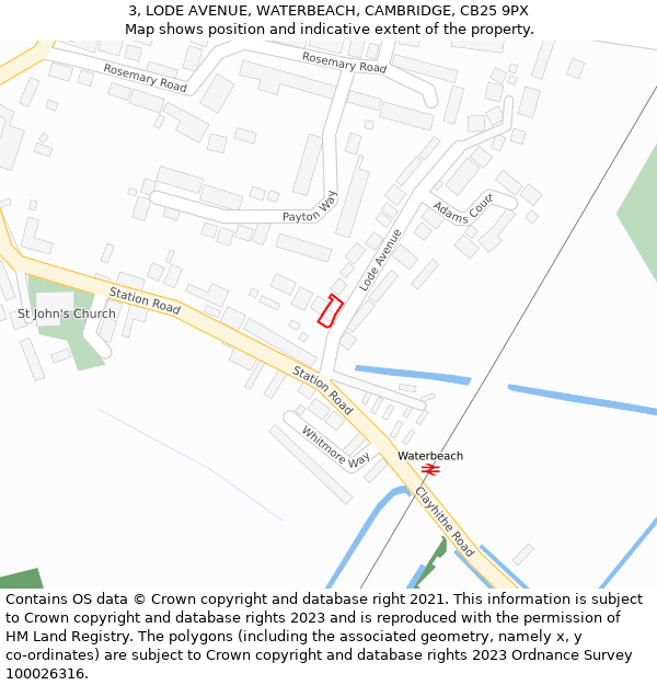 3, LODE AVENUE, WATERBEACH, CAMBRIDGE, CB25 9PX: Location map and indicative extent of plot